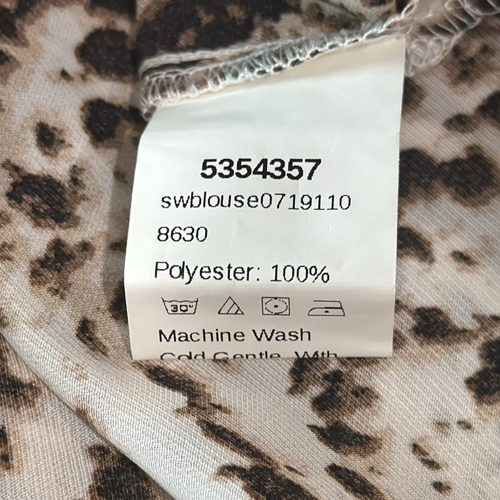 SHEIN Brown and Cream Snake-print Peplum Blouse with Mandarin Collar